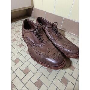 Allen Edmonds Neumok Oxford Mens 9.5 D Brown Good Wingtip Brogue Leather USA